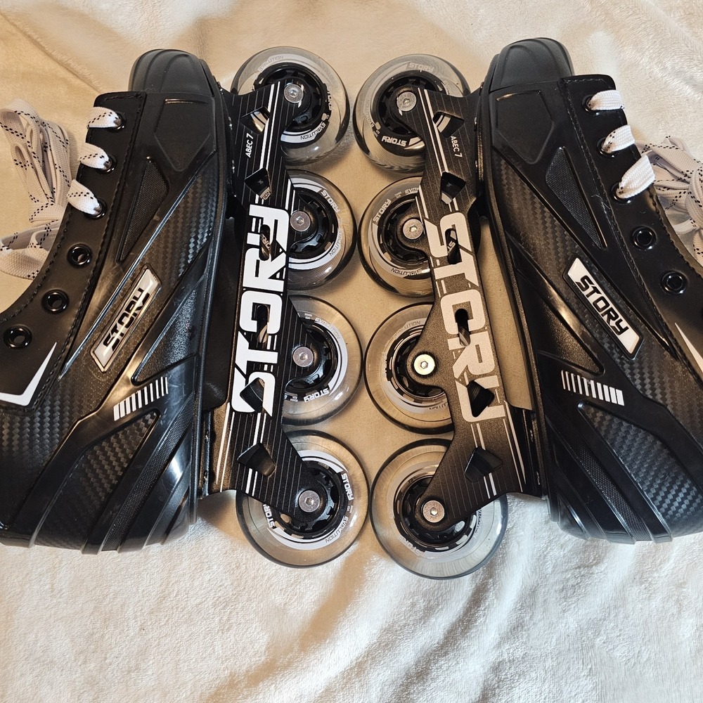 Story Compact Mission Hockey Inline Skates Black & White Men's Size 8 NWOB - Picture 12 of 12